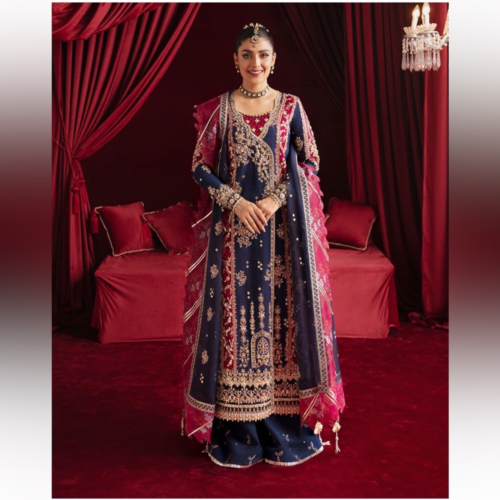 Elegant Embroidered wedding / party wear Dress Indian Pakistani brand Qalamkar